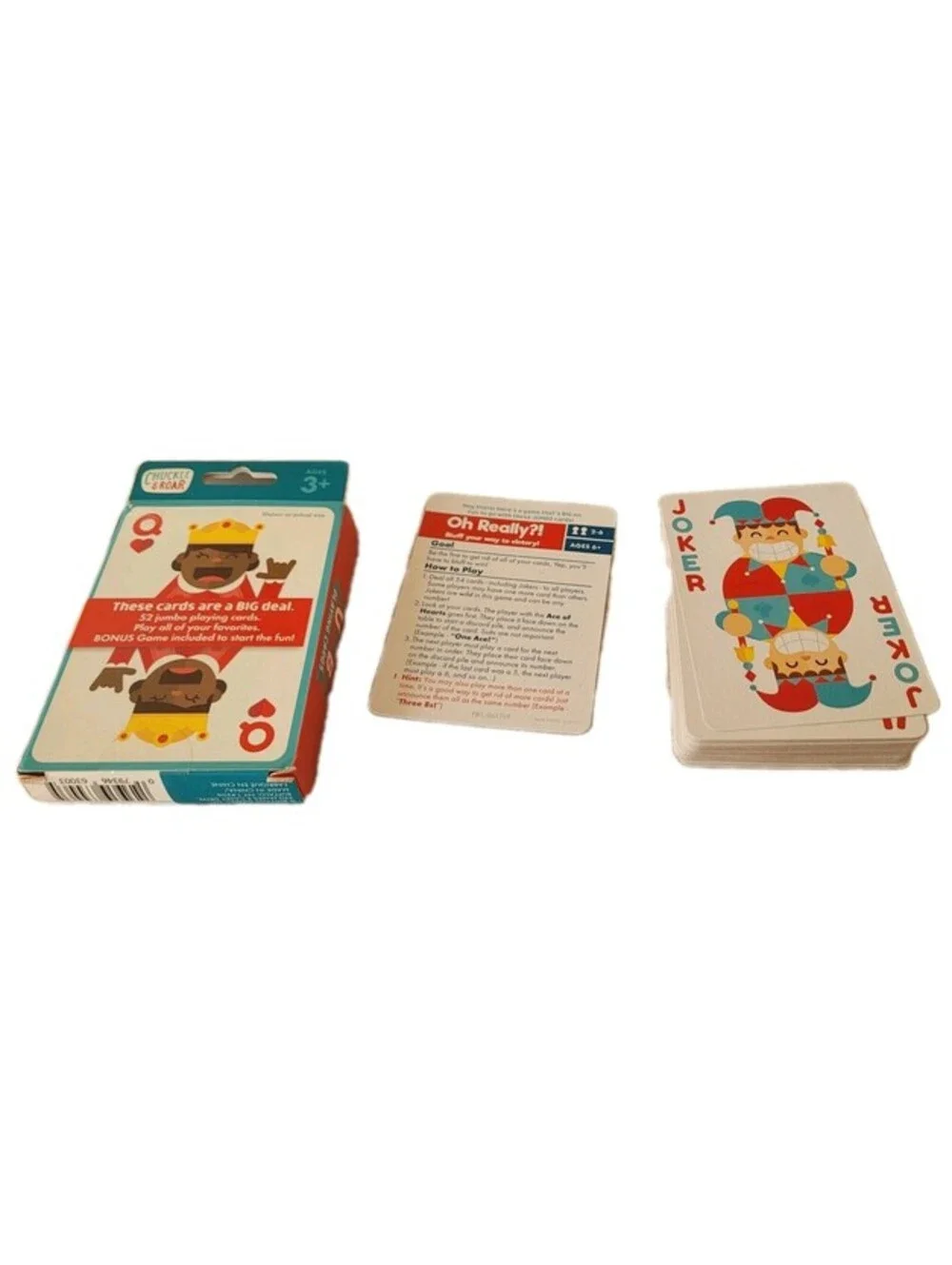 Jumbo Playing Cards - Child's Card Games Chuckle And Roar 52 Cards Plus Bonus
